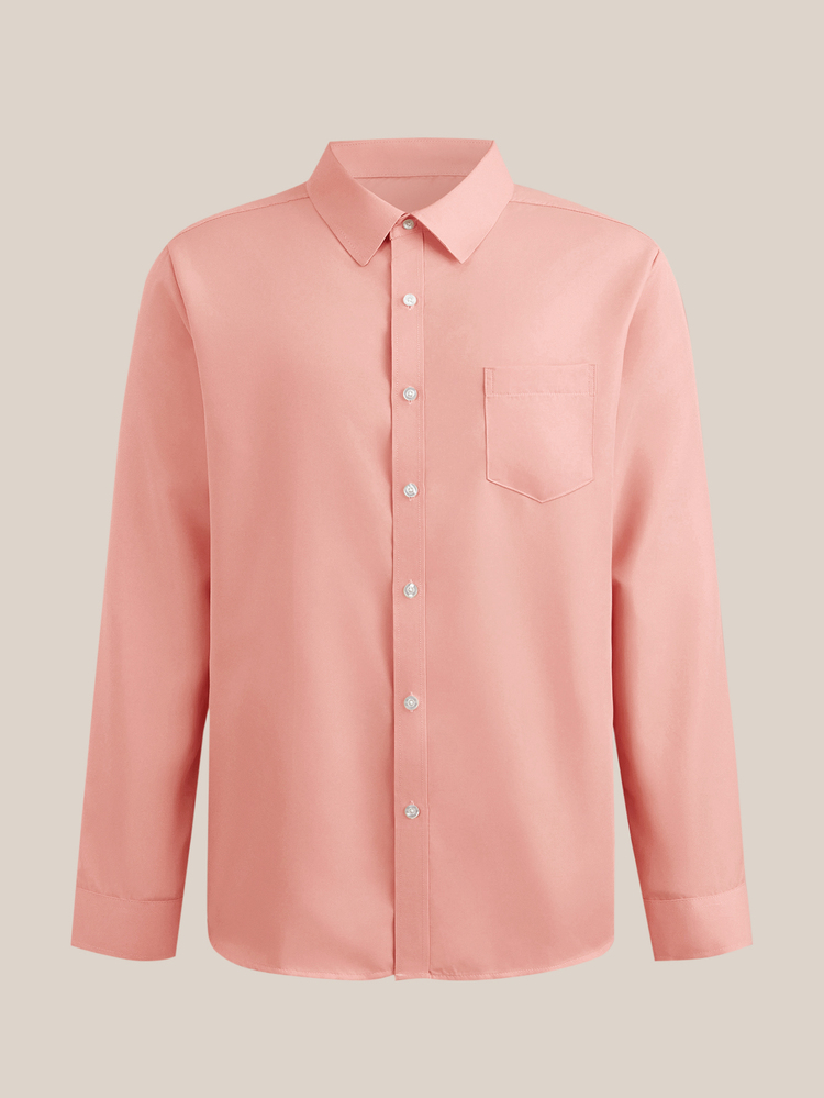 VeloEdit Men's Plain And Simple Daily Long-Sleeved Black Formal Shirt, Black Dress Shirts, Fall, Ceremony - Dusty Pink - View 1