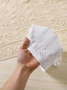 SHEIN Bộ áo trắng dễ thương cho bé gái mùa hè và quần short lưng thun - Xanh và trắng - Xem 6