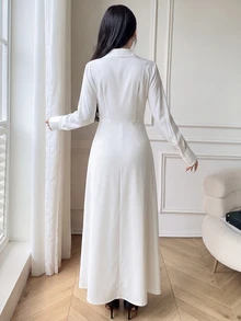 Celisse Women's Lace Patchwork Casual Party Long Dress - White - View 2