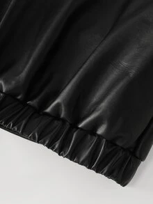 SHEIN LUNE Áo khoác lông cừu nữ thời trang thu đông, phong cách thường ngày, đa năng, phù hợp đi làm - màu đen - Xem 5