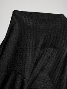 SHEIN ICON ICON Plus Size Women's V-Neck Tie-Front Bell Sleeve Knit Top Fall - Black - View 6
