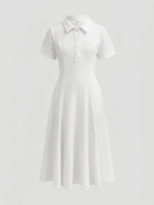 SHEIN Pitira Tween Girls Vintage Knit Long Dress, Casual, Comfortable, For Daily Casual Wear And Back To School, Fall Dress, Fall Dresses, Fall Outfits, Elegant - White - View 3