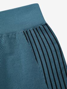 Exploreva Exploreva Contrast Striped Panel Long Sleeve Slim Fit Snowboarding Set - Baby Blue - View 11