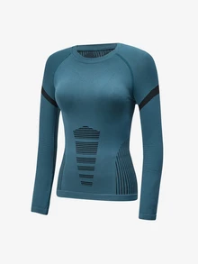 Exploreva Exploreva Contrast Striped Panel Long Sleeve Slim Fit Snowboarding Set - Baby Blue - View 6
