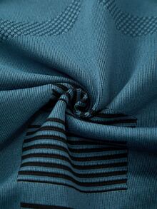 Exploreva Exploreva Contrast Striped Panel Long Sleeve Slim Fit Snowboarding Set - Baby Blue - View 12