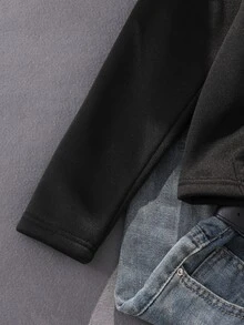 SHEIN 青少年女孩休閒日常修身緊身韓式運動衫，返校季 - 黑色 - 查看 8