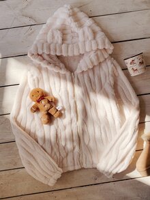 Comfortcana Women's Cartoon Pattern Casual Daily Wear Hooded Jacket - Apricot - View 6