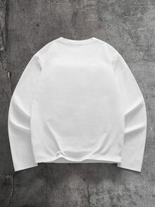 SIGLOCORE Men's Solid Color Button Half-Placket Long Sleeve Casual T-Shirt - White - View 3