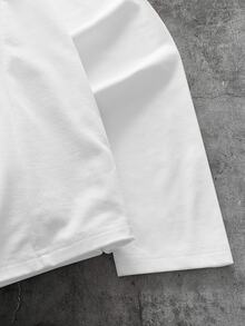 SIGLOCORE Men's Solid Color Button Half-Placket Long Sleeve Casual T-Shirt - White - View 5