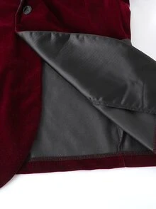 Bộ 2 món vest quý ông cho bé trai tuổi teen cao cấp, áo blazer + quần dài đen vân nổi, trang phục lễ phục thanh lịch dễ thương cho tiệc tối, sự kiện, biểu diễn mùa thu - Đỏ - Xem 3