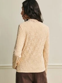 SHEIN 2026 New Winter Base Layer Top, Autumn/Winter Thermal Lined Thickened Long Sleeve Lace T-Shirt - Apricot - View 6