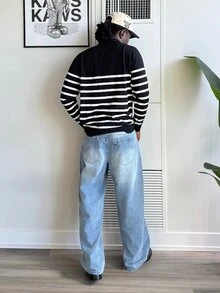 Harrin Don Harrin Don Hearty Haven 1件日式清新百搭水洗休閒寬腿直筒牛仔褲 男款 - 請參考尺寸表 - 淺色水洗藍 - 查看 5