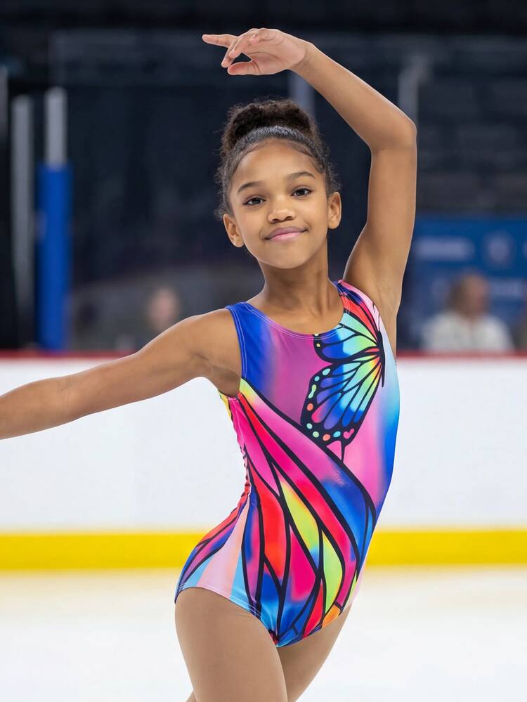 SHEIN Young Girls Minimalist Fairycore Casual Fitted Comfortable Leotard Gymnastics Sportswear, Suitable For Gymnastics Dance Pink And Yellow Summer - Multicolor - View 3