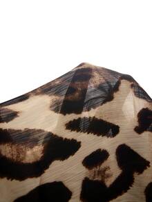 Modelyn Plus Size Women Leopard Print Sweetheart Collar Belted Dress Leopard Dress Plus Size Fall - Coffee Brown - View 9