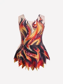 SHEIN 女童无袖体操服连衣裙，适合体操比赛和舞蹈 - 黃色 - 查看 8