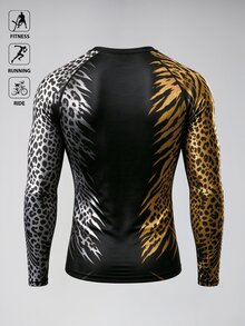 GymBeat Men's Tiger Print Hip Hop Sports T-Shirt - Black - View 2
