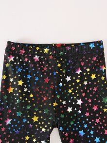 1件裝少女運動休閒修身舒適針織彩色星星圖案長袖外套與長褲套裝，適合競技體操、健身、室內運動訓練，四季皆宜 - 彩色 - 查看 6