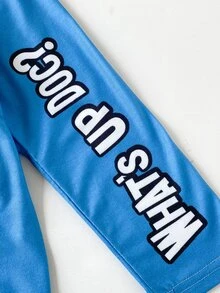 LOONEY TUNES X SHEIN Young Boy Letter Cartoon Print Crew Neck Long Sleeve Casual T-Shirt Kids - Green - View 5