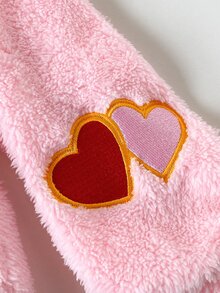 SHEIN X Care Bears 青少年女孩卡通刺繡圓領長袖休閒冬季衛衣 秋季 - 粉色 - 查看 6