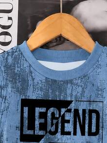 2pcs/Set Boys' Casual Fashion Comfortable Sweatshirt Set, Letter Pattern Digital Print Long Sleeve Top, Outfit, Autumn/Winter Wear, Boys' Blue Camouflage Crew Neck Sweatshirt And Sweatpants Set - Multicolor - View 4
