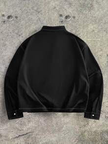 EASEVO Men's Plus Size Minimalist Colorblock Button Long Sleeve Shirt Halloween Christmas Winter Party Autumn - Black - View 3