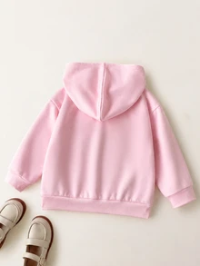 LOONEY TUNES X SHEIN Sweatshirt lengan panjang kasual bergambar kartun gadis muda - Berwarna merah muda - View 4