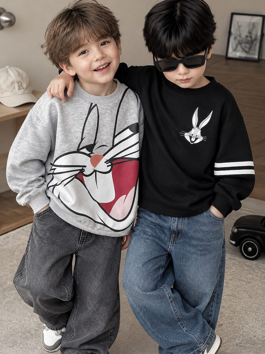 LOONEY TUNES X SHEIN 2件裝小男孩運動衫 - 彩色 - 查看 1