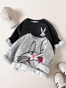 LOONEY TUNES X SHEIN 2件裝小男孩運動衫 - 彩色 - 查看 4