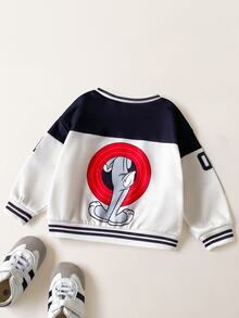 LOONEY TUNES X SHEIN 嬰兒圓領休閒兒童套頭衛衣 秋冬款 - 彩色 - 查看 4