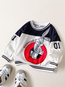LOONEY TUNES X SHEIN 嬰兒圓領休閒兒童套頭衛衣 秋冬款 - 彩色 - 查看 3