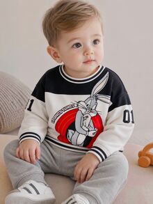 LOONEY TUNES X SHEIN 嬰兒圓領休閒兒童套頭衛衣 秋冬款 - 彩色 - 查看 2