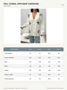 SHEIN Tall Size Woman Appliques And Rhinestones Detailed Button Front 3D Flower Elegant Romantic Cardigan Brunch Tea Party White Floral - White - View 3
