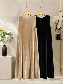Al Najma Plus Size Women V-Neck Sleeveless Dress For Ramadan, Eid Al-Adha, Eid Al-Fitr, Suitable For Dating, Vacation, Party, Daily Wear, Gathering, Outdoor Activities - Multicolor - View 2