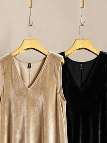 Al Najma Plus Size Women V-Neck Sleeveless Dress For Ramadan, Eid Al-Adha, Eid Al-Fitr, Suitable For Dating, Vacation, Party, Daily Wear, Gathering, Outdoor Activities - Multicolor - View 7