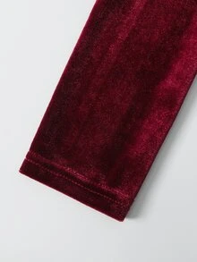 SHEIN 少女珠飾裝飾長袖洋裝，適合晚宴派對 - 酒紅色 - 查看 6