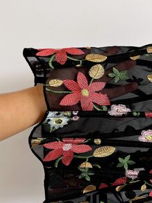 Soleia 新款女款黑色刺繡性感上衣，優雅波希米亞熱帶風，適合開學季、休閒度假、西式海灘婚禮賓客穿搭、畢業早午餐、聖帕翠克節、春假、復活節、音樂節 - 彩色 - 查看 7