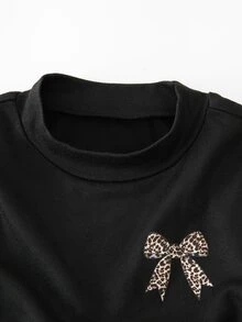 SHEIN Young Girl Casual Long Sleeve T-Shirt And Leopard Print Loose Pants Set - Multicolor - View 5