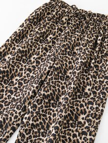 SHEIN Young Girl Casual Long Sleeve T-Shirt And Leopard Print Loose Pants Set - Multicolor - View 6