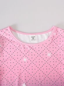1件少女休閒日常百搭時尚街頭風運動粉色漸層線條圖案長袖連身褲，適合舞蹈、室內運動訓練、舞台表演，春秋四季通用，女孩健身房穿著 - 粉色 - 查看 4