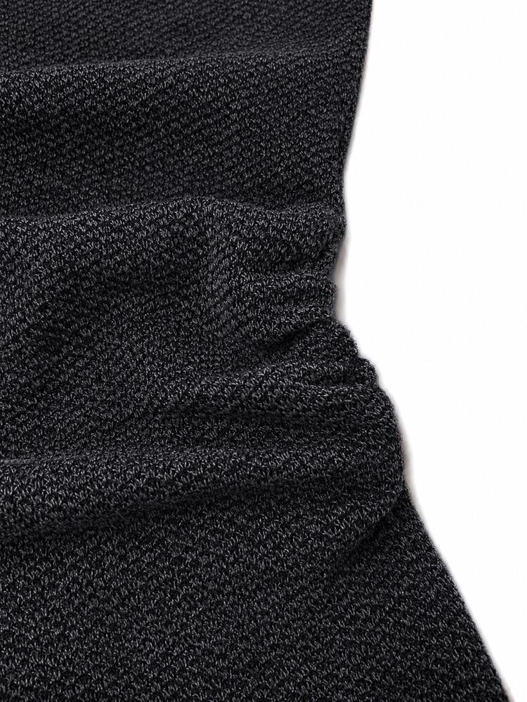 Balvessa Women's V-Neck Drop Shoulder Top, Twisted Waist Solid Color T-Shirt, Dropped Shoulder Wide Sleeve, Side Ruched Hem, Elastic Soft Fabric Casual Top, Minimalist Retro Street Style, Fashionable Versatile Piece, Suitable For Office Commute, Shopping, Travel, Weekend Leisure Outings - Dark Grey - View 7