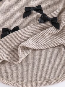 SHEIN 女童咖啡色紋理針織兩件套休閒百搭日常秋季新款 - 卡其色 - 查看 6