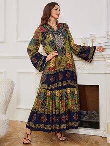 Al Najma 女士保守休闲花卉印花长裙 - 彩色 - 查看 7