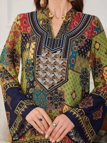 Al Najma 女士保守休闲花卉印花长裙 - 彩色 - 查看 4