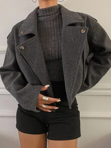 DAZY Women's Solid Color Fashion Versatile Daily Long Sleeve Jacket Fall - Grey - View 4