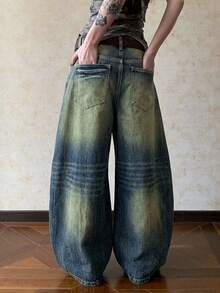 DAZY Quần jean denim nữ thường ngày phong cách casual có túi và cúc, mùa thu - Màu xanh lam - Xem 2