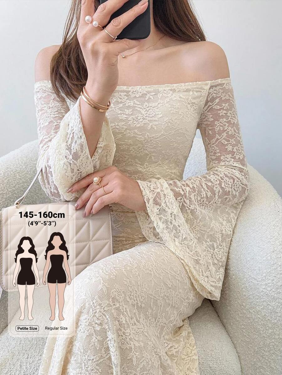 DAZY Women's Sweet & Sexy Lace Off-Shoulder Dress For Wedding And Party - White - View 1