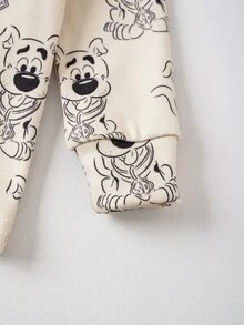SCOOBY-DOO X SHEIN Baby Boy Long Sleeve Top And Pants Loungewear Set Snug Fit - Apricot - View 6