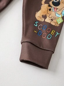 SCOOBY-DOO X SHEIN Baby Boy Long Sleeve Top And Pants Loungewear Set Snug Fit - Apricot - View 9