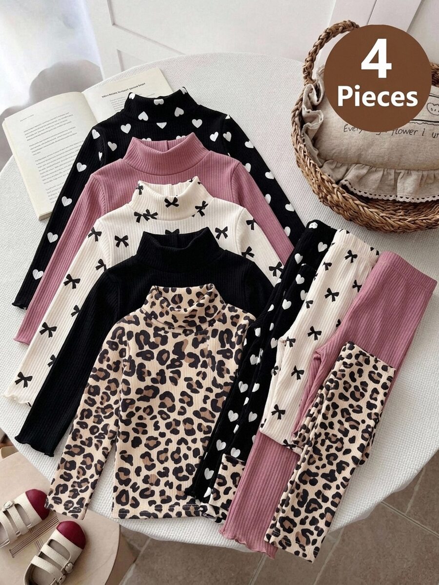 SHEIN 4PCS Young Girls T-Shirts - Multicolor - View 1