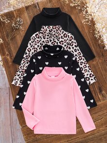 SHEIN 4PCS Young Girls T-Shirts - Multicolor - View 5